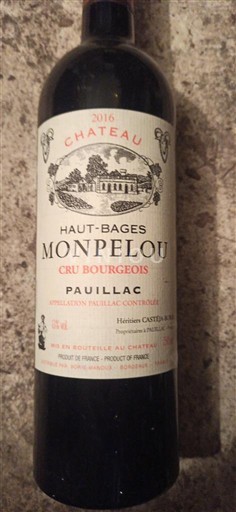 Bordeaux Pauillac Haut-Bages Monpelou 2016