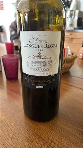 Bordeaux Castillon-côtes-de-bordeaux Château Longues Règes des Générations Vieilles Vignes 2018