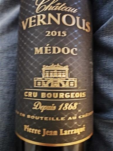 Bordeaux Médoc Cru Bourgeois Château Vernous 2015