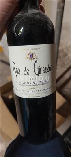 Bordeaux Lussac-saint-émilion Roc de Giraudon 2016