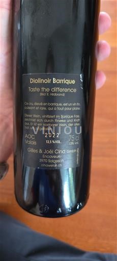 Valais Ikke specificeret Gilles & Joël Cina Diolinoir Barrique 2022