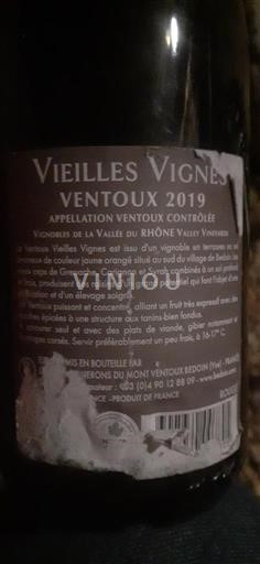 Thung lũng Rhône Ventoux Vignerons du Mont Ventoux Vieilles Vignes 2019
