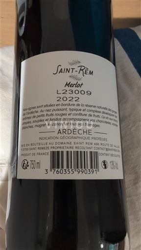 Alpes và các vùng Rhodanien Ardèche Saint-Rém Merlot 2022