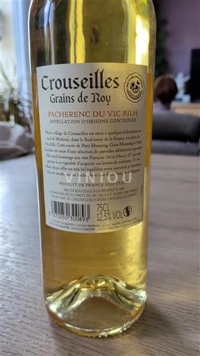 Lounais-Ranska Pacherenc-du-vic-bilh Crouseilles Grains de Roy Ei vuosikertaa