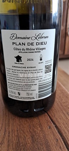 Rhône Valley Unspecified Domaine Lebrun Plan de Dieu 2024