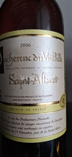Lounais-Ranska Pacherenc-du-vic-bilh Producteurs Plaimont Saint-Albert 2006