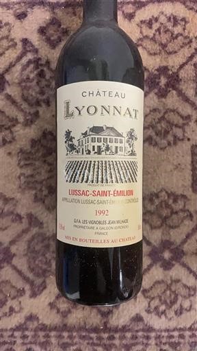 Bordeaux Lussac-saint-émilion Château Lyonnat 1992