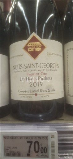 Borgoña Nuits-Saint-Georges Premier Cru Domaine Daniel Rion & Fils Les Hauts Pruliers 2019