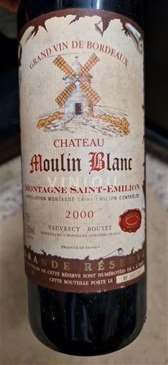 Bordeaux Montagne-saint-émilion Château Moulin Blanc Grande Réserve 2000