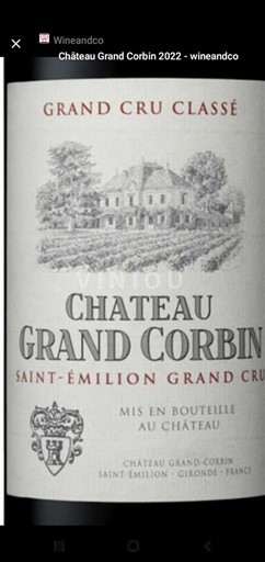 Bordeaux Saint-Émilion Grand Cru Grand Cru Classé Château Grand Corbin 2022