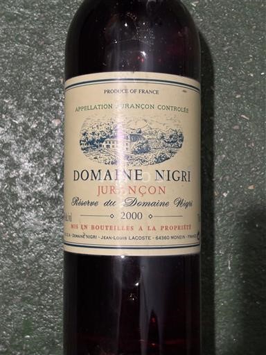 Lounais-Ranska Jurançon Domaine Nigri Réserve du Domaine Nigri 2000