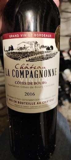 Bordeaux Côtes-de-bourg Château La Compagnonne 2016