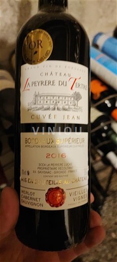 Bordéus Bordeaux Superior Château La Peyrere du Tertre Jean 2016