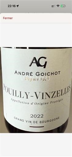 Bourgogne Pouilly-vinzelles André Goichot 2022