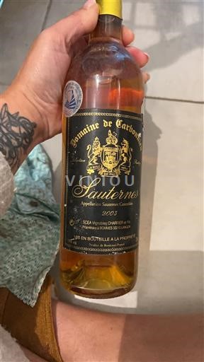 Bordeaux Sauternes Domaine Carbonnieu 2003