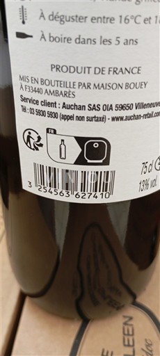 Vin Rouge sec Maison Bouey 2023 France Bordeaux AOC