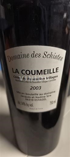 Roussillon Côtes du Roussillon Villages Domaine Des Schistes La Coumeille 2003