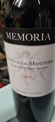 Vin Rouge sec Memoria Produttori di Manduria 2023 Italie Pouilles Primitivo di Manduria DOC