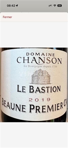 Borgogna Beaune Premier Cru Chanson Le Bastion 2019
