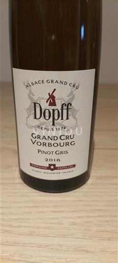Alsazia Pinot grigio Grand Cru Dopff Grand Cru Vorbourg Pinot Gris 2016