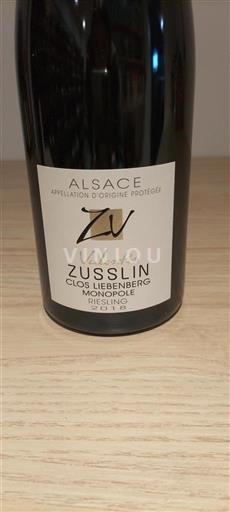 Alsace Riesling Zusslin Clos Liebenberg Monopole 2018