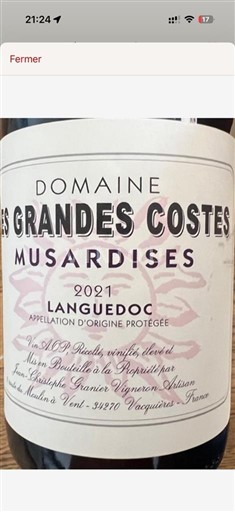 Languedoque Languedoc Domaine Les Grandes Costes Musardises 2021