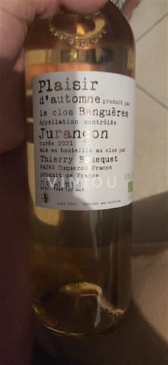 Sydvestfrankrig Jurançon Le Clos Benguères Plaisir d'automne 2021