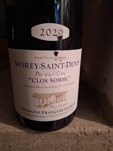 Vin Rouge sec Clos Sorbé Domaine François Legros 2020 France Bourgogne Morey-saint-denis AOC Premier Cru