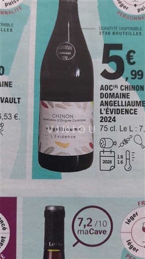 Thung lũng sông Loire Chinon Domaine Angelliaume L'Évidence 2024
