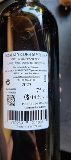 Provence Côtes-de-Provence Domaine Des Myrtes 2023