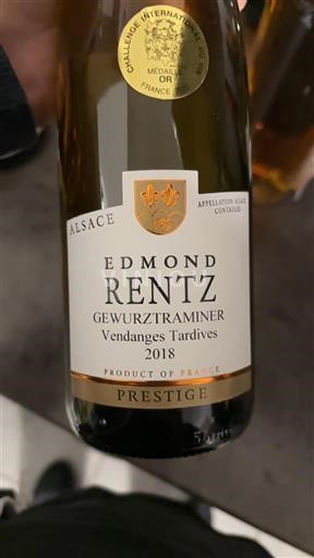 Alsazia Vendanges Tardives Edmond Rentz Prestige 2018