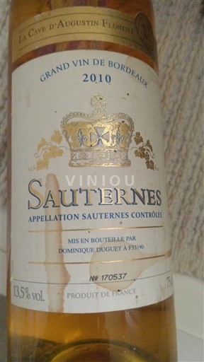 Bordeaux Sauternes La Cave Augustin Florent 2010