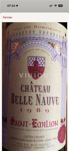 Bordeaux Saint-Émilion Château Belle Nauve 1989