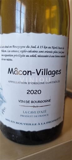 Bourgogne Mâcon et mâcon-villages La Cave Azé 2020