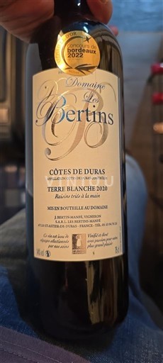 Vin Rouge sec Terre Blanche Domaine Des Bertins 2020 France Sud-Ouest Côtes-de-duras AOC
