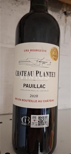 Bordeaux Pauillac Cru Bourgeois Château Plantey 2020