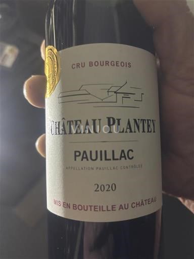 Bordeaux Pauillac Cru Bourgeois Château Plantey 2020