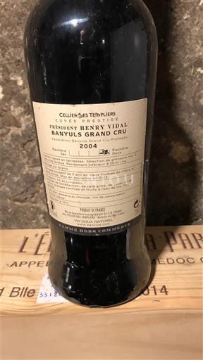 Roussillon Banyuls Grand Cru Cellier des Templiers Prestige Président Henry Vidal 2004
