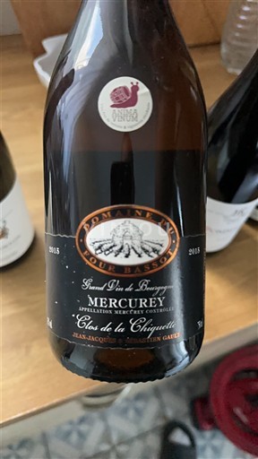 Bourgogne Mercurey Domaine Sure Bassigny Clos de la Chiquette 2015