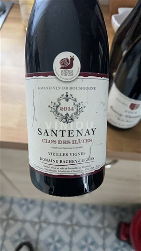 Bourgogne Santenay Domaine Bachey-Legros Clos des Hâtes Vieilles Vignes 2014