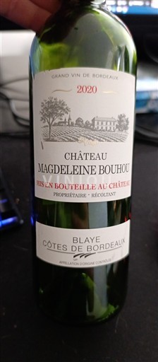 Bordeaux Blaye-Côtes-de-Bordeaux Château Magdeleine Bouhou 2020