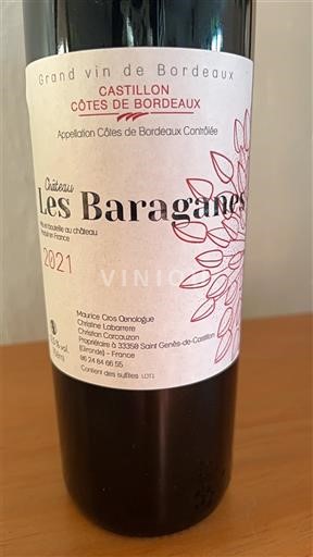 Bordéus Castillon-côtes-de-bordeaux Château Les Baraganes 2021