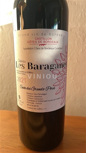 Bordéus Castillon-côtes-de-bordeaux Château Les Baragnes des Grands-Pères 2021