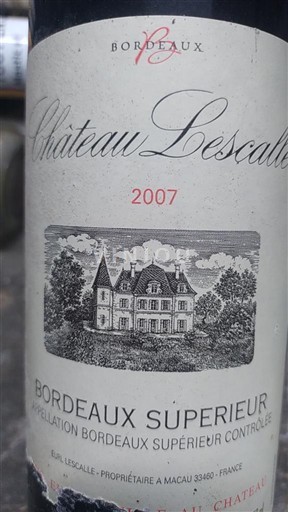 Bordeaux Bordeaux Supérieur Château Lescalle 2007