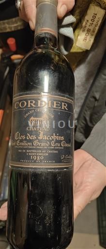 Vin Rouge sec Clos des Jacobins 1980 France Bordeaux Saint-Émilion Grand Cru AOC