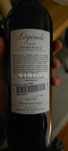 Vin Rouge sec Légende Barons de Rothschild (Lafite) 2018 France Bordeaux AOC