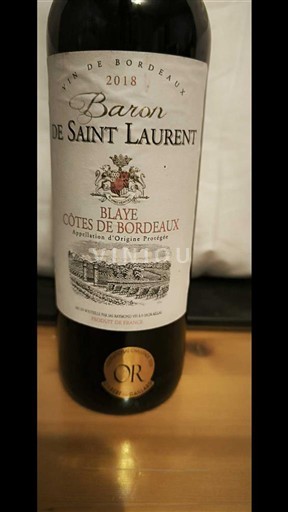Bordeaux Blaye Côtes de Bordeaux Baron de Saint Laurent 2018