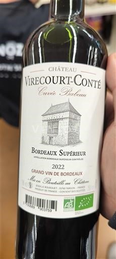 Bordeaux Bordeaux Supérieur Château Virecourt-Conté Bateau 2022