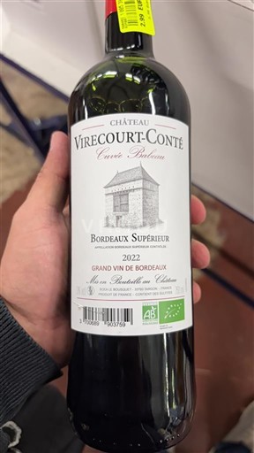 Bordeaux Bordeaux Supérieur Château Virecourt-Conté Bateau 2022