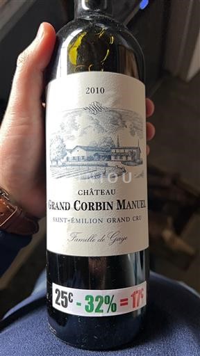Bordeaux Saint-Émilion Grand Cru Château Grand Corbin Manuel 2010